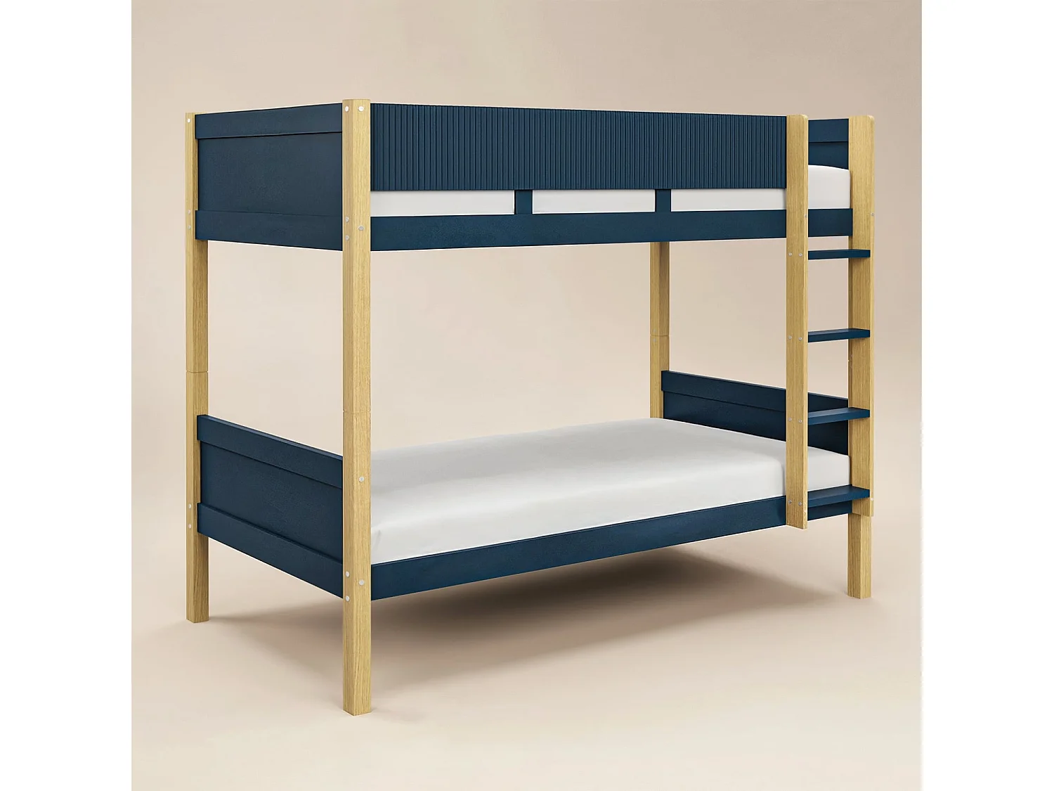 Flair Mateo Detachable Ribbed Bunk Bed White & Navy