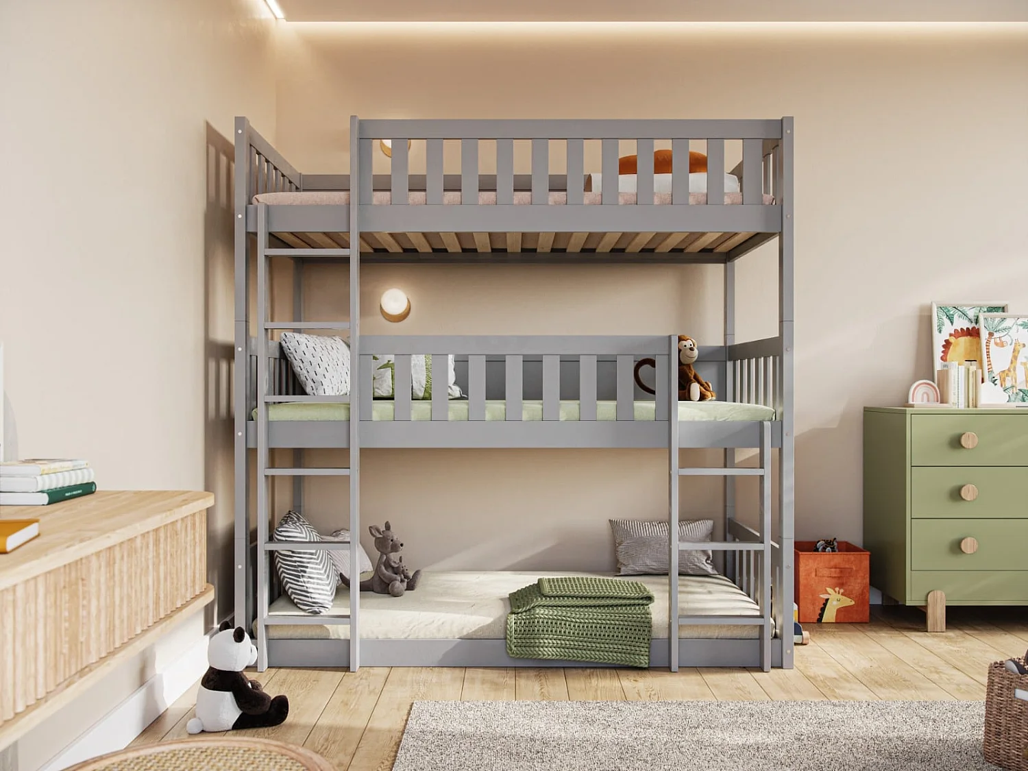 Flair Bea Triple High Bunk Bed Grey
