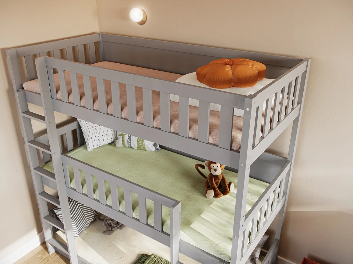 Flair Bea Triple High Bunk Bed Grey