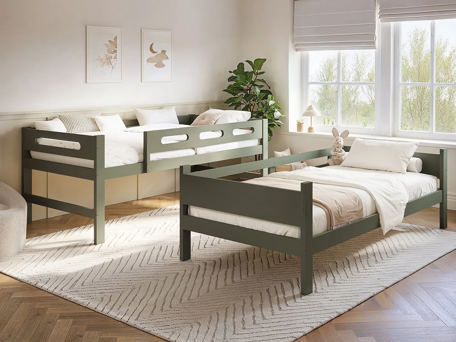 Flair Elijah Detachable Wooden Bunk Bed Green