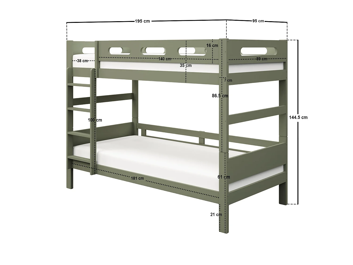 Flair Elijah Detachable Wooden Bunk Bed Green