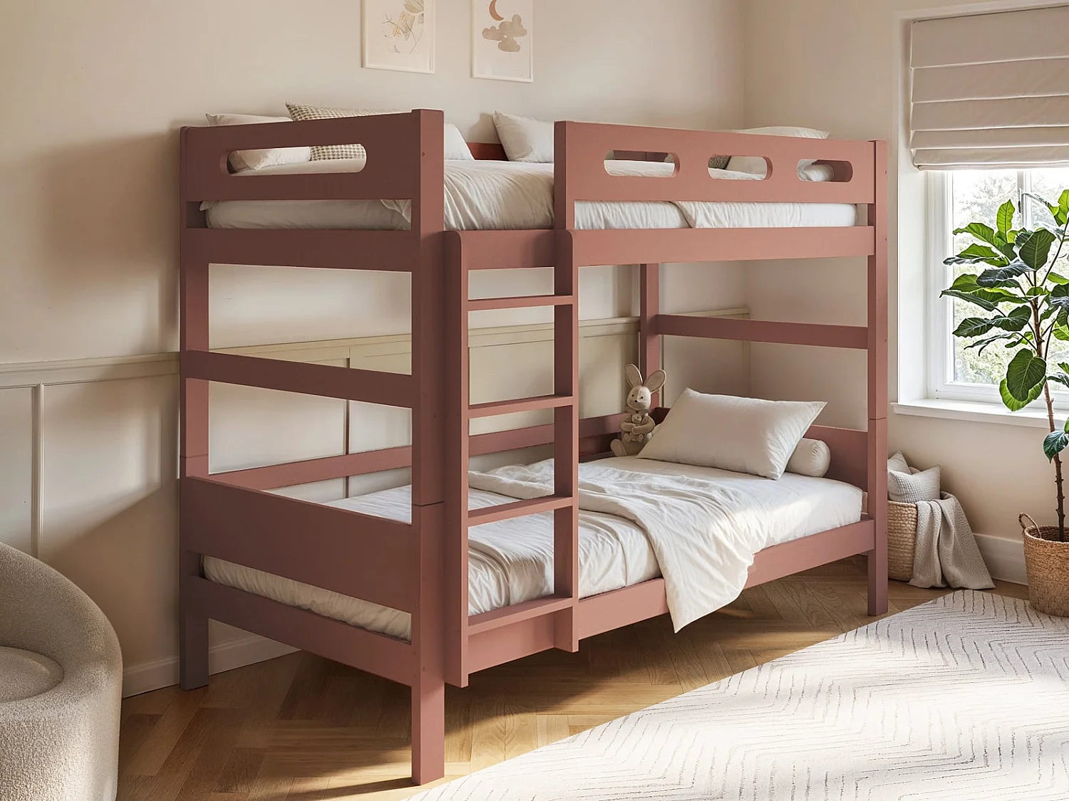 Flair Elijah Detachable Wooden Bunk Bed Pink