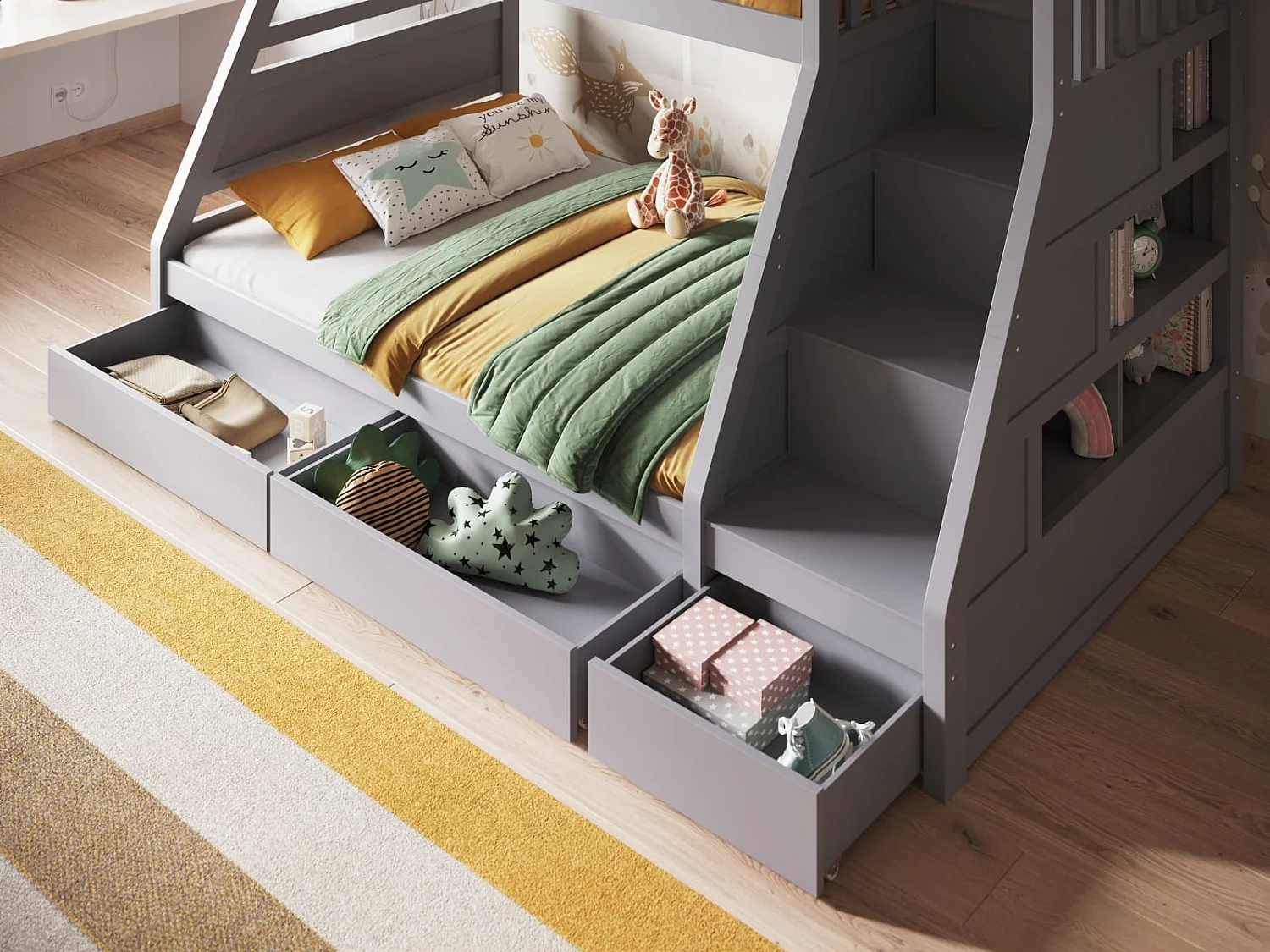 Flair Lunar Triple Bunk Bed Grey