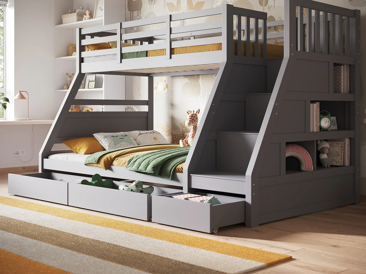Flair Lunar Triple Bunk Bed Grey