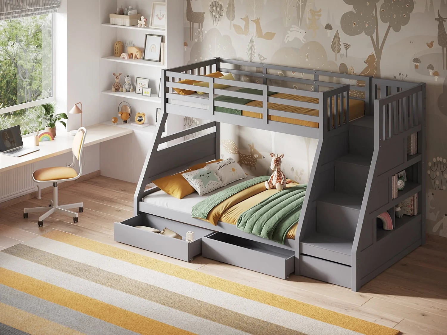 Flair Lunar Triple Bunk Bed Grey