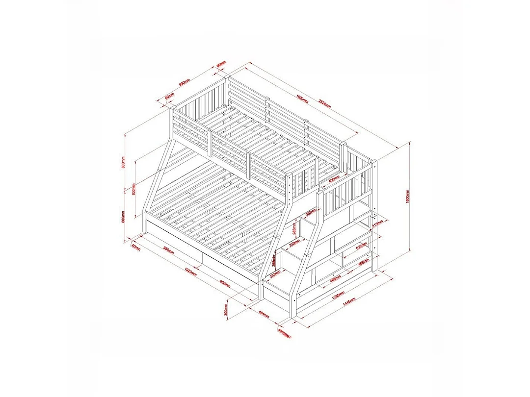Flair Lunar Triple Bunk Bed Grey