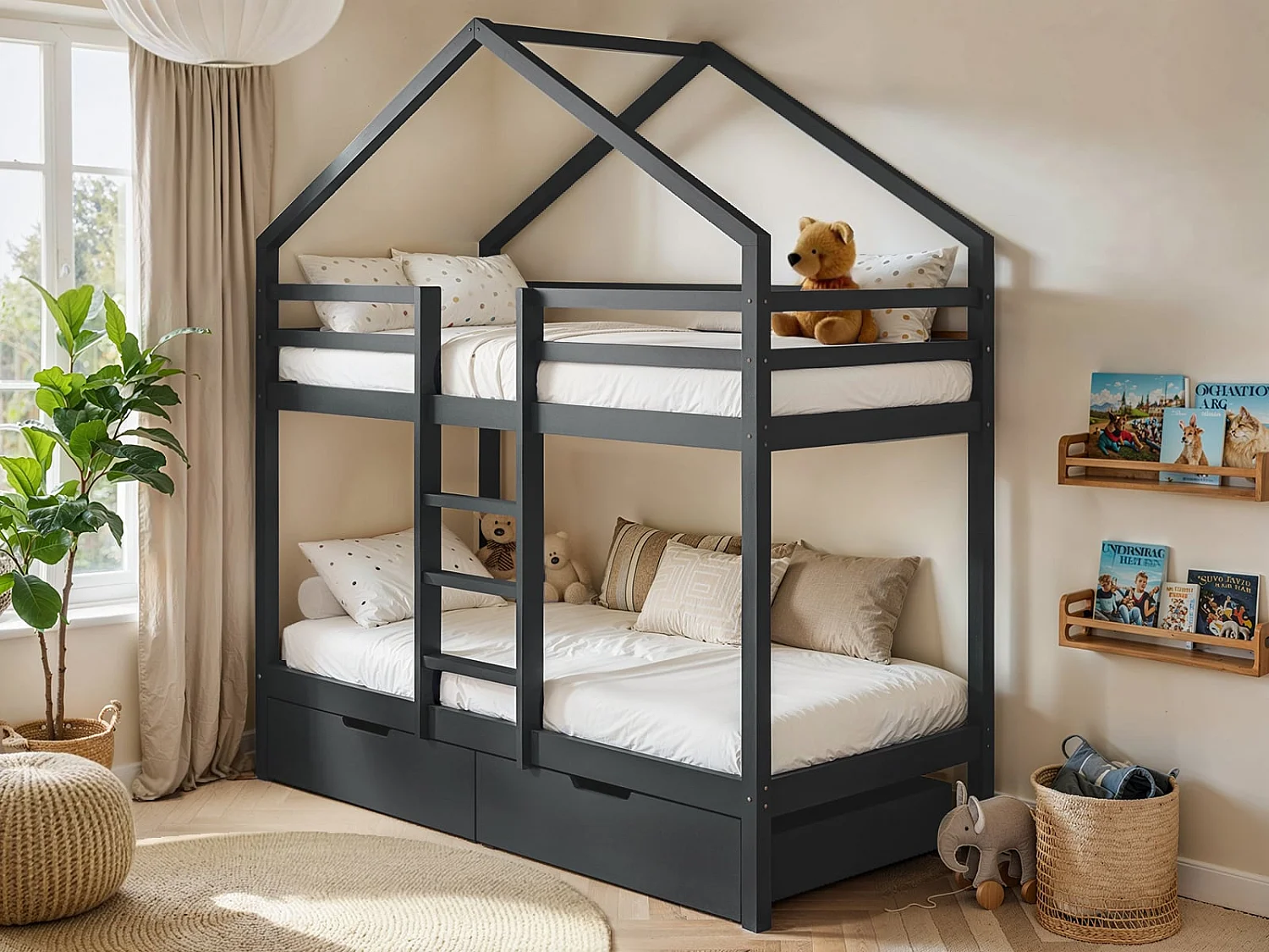 Flair Nest House Bunk Bed Grey