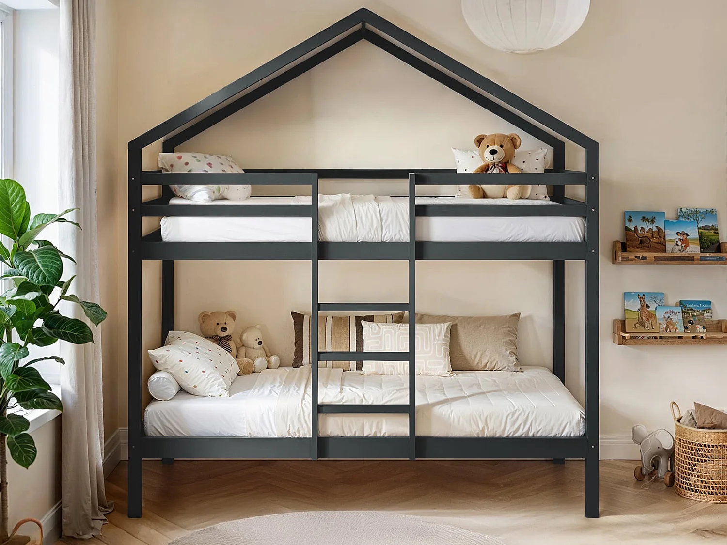 Flair Nest House Bunk Bed Grey