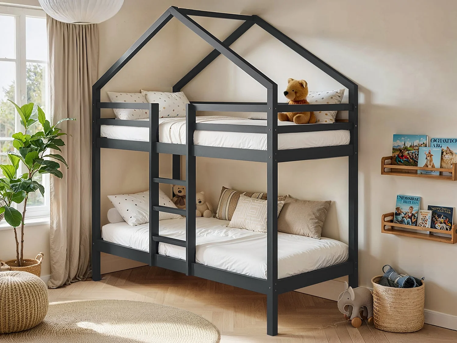 Flair Nest House Bunk Bed Grey