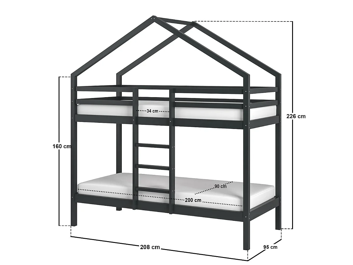 Flair Nest House Bunk Bed Grey