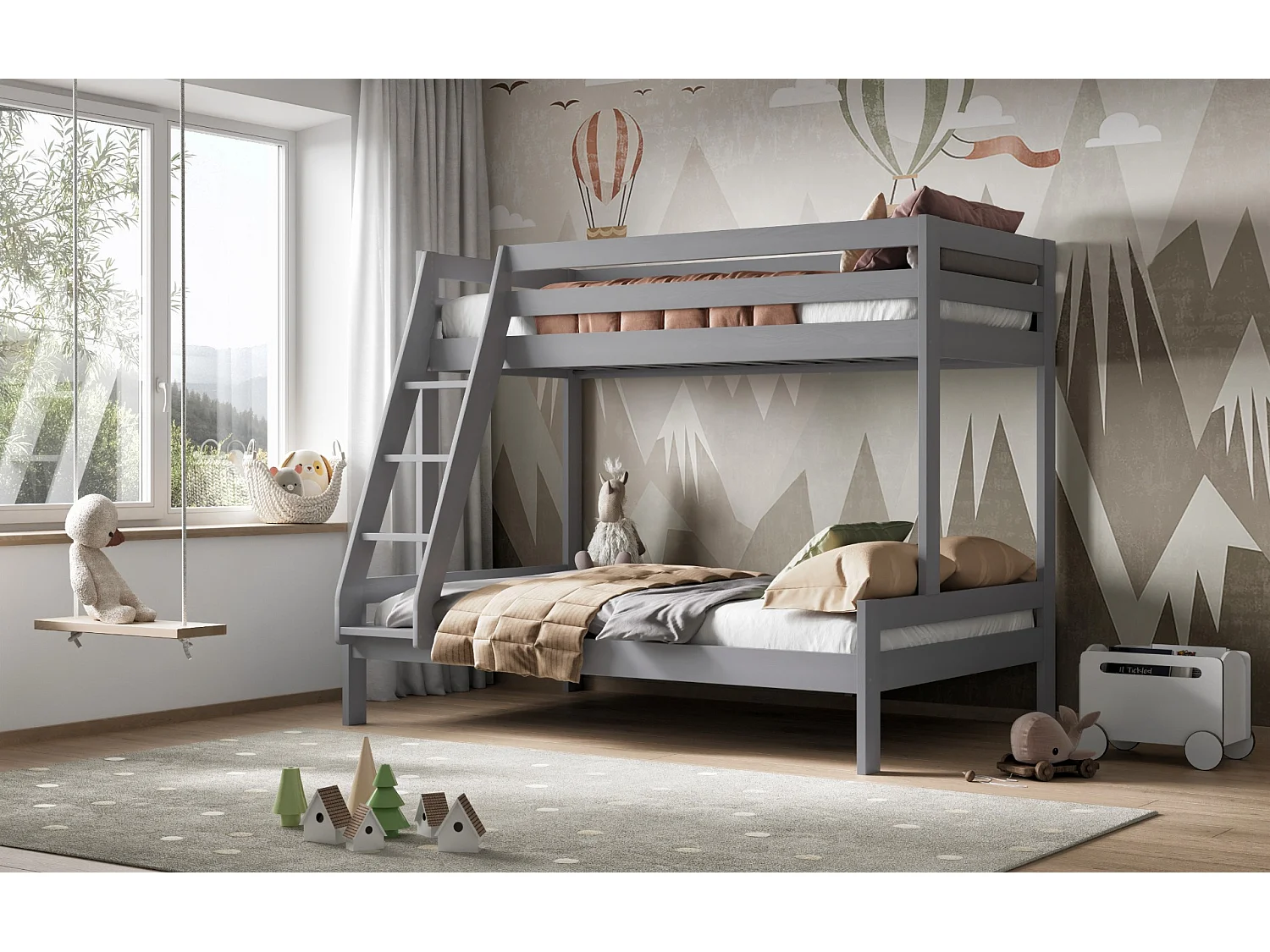 Noomi Nora Triple Bunk Bed Grey