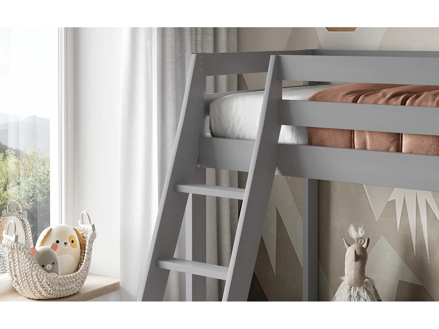 Noomi Nora Triple Bunk Bed Grey