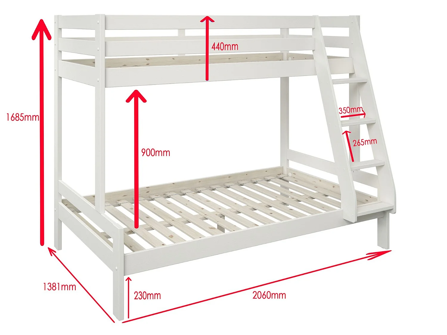 Noomi Nora Triple Bunk Bed Grey