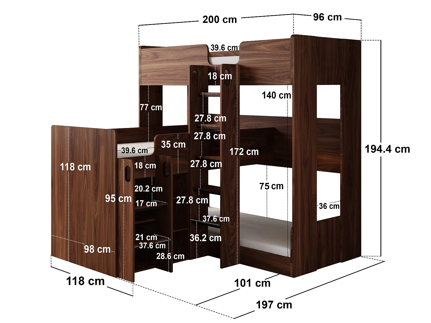 Flair Bode Triple Sleeper Oak & Walnut
