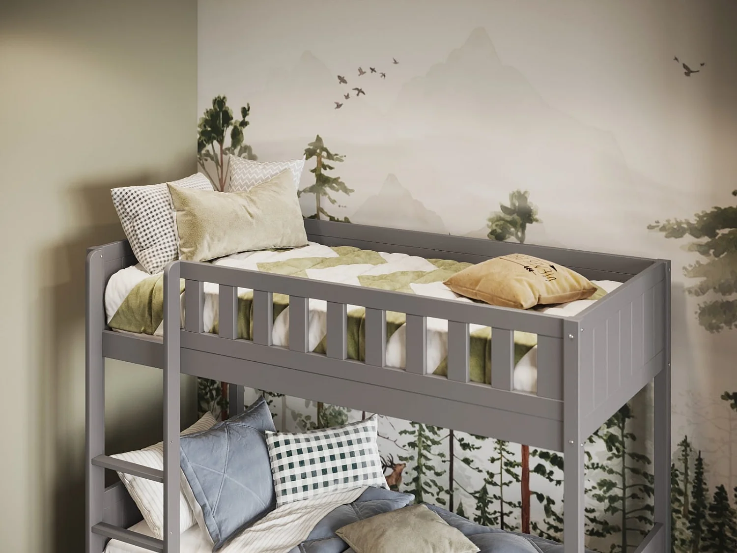 Flair Bea Shorty Wooden Bunk Bed with Trundle Grey