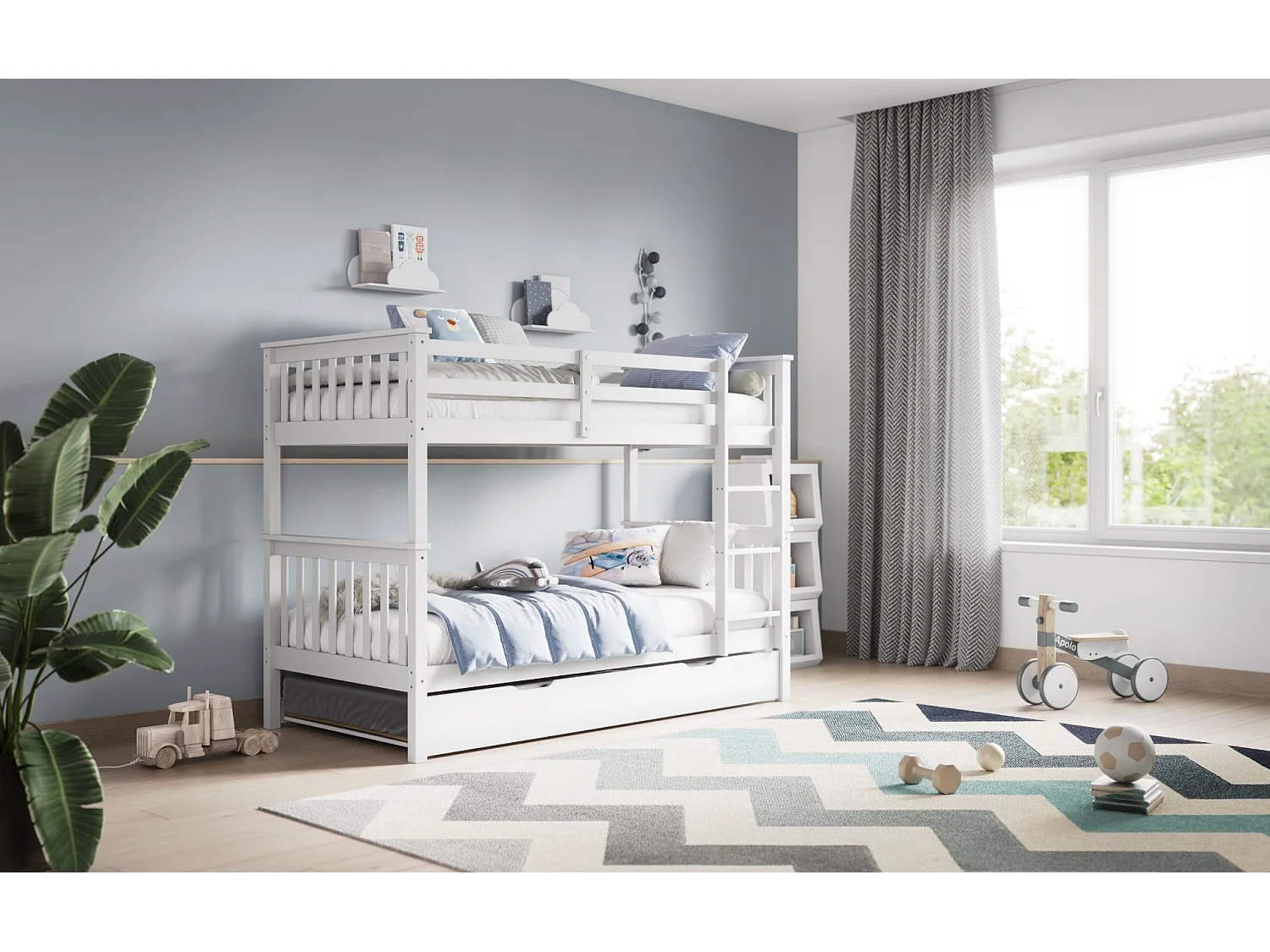 Flair Zoom Small Single Detachable Bunk Bed White