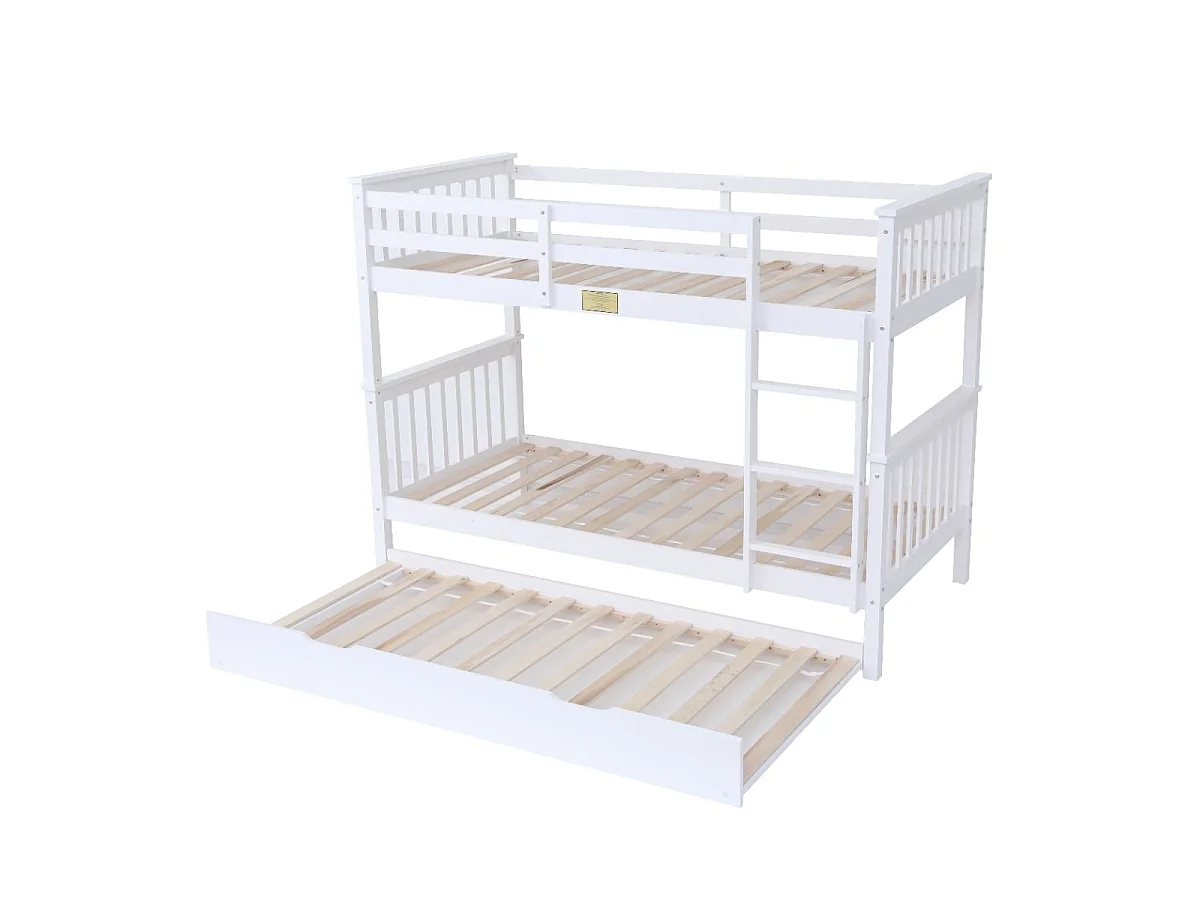 Flair Zoom Wooden Bunk Bed with Trundle White