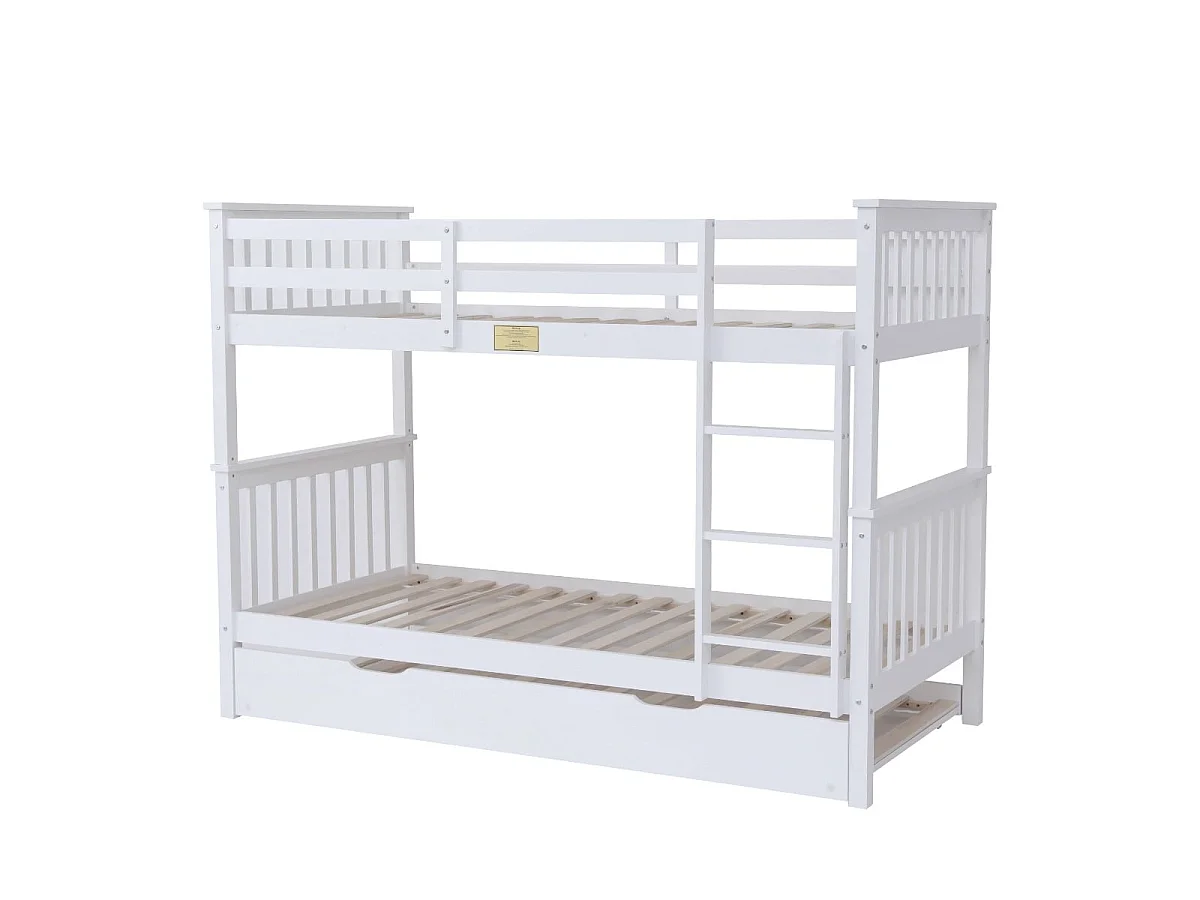 Flair Zoom Wooden Bunk Bed with Trundle White