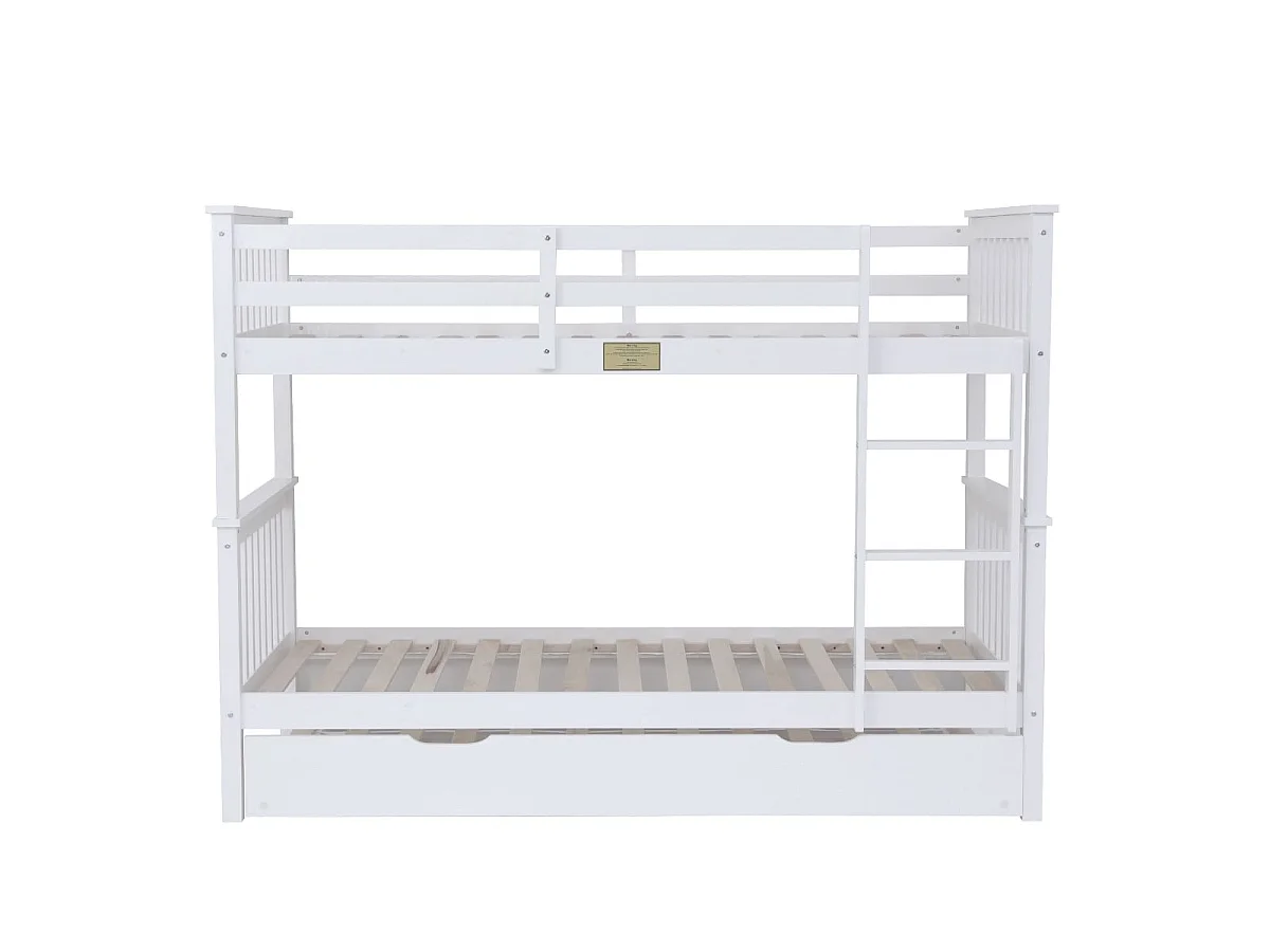 Flair Zoom Wooden Bunk Bed with Trundle White