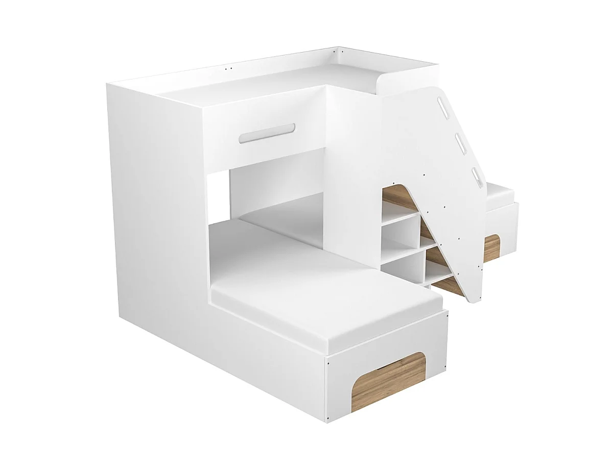 Flair Mason Staircase Triple Sleeper with Storage White & Oak