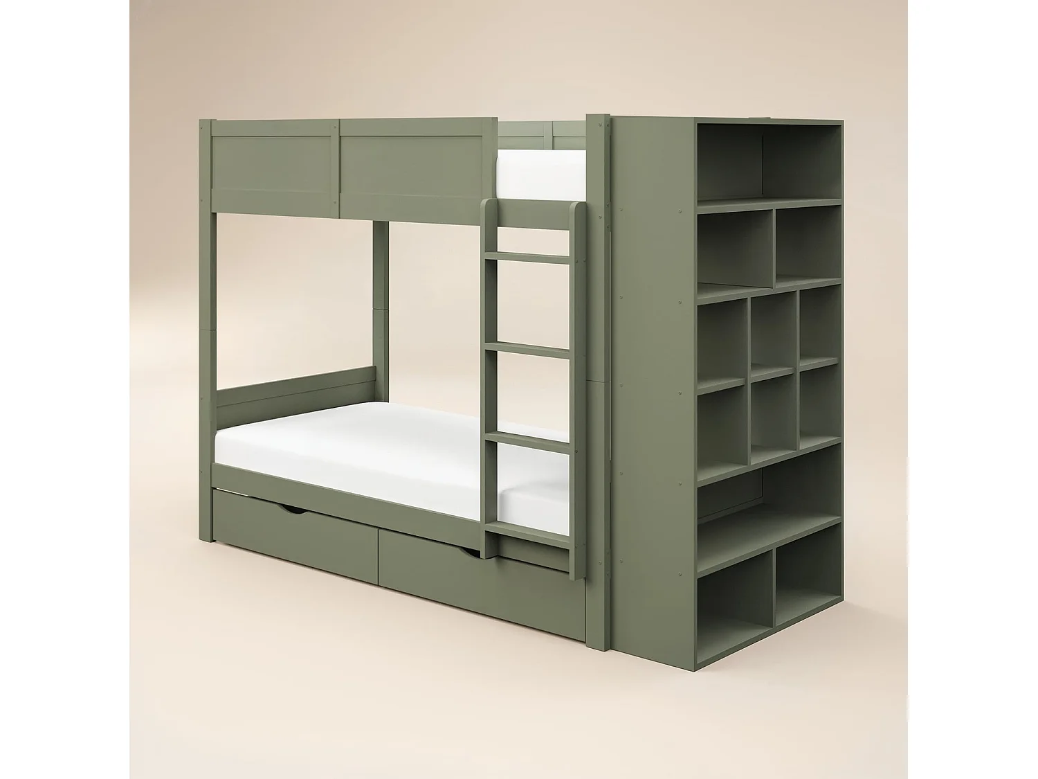 Flair Ruby Wooden Bunk Bed with Storage Green