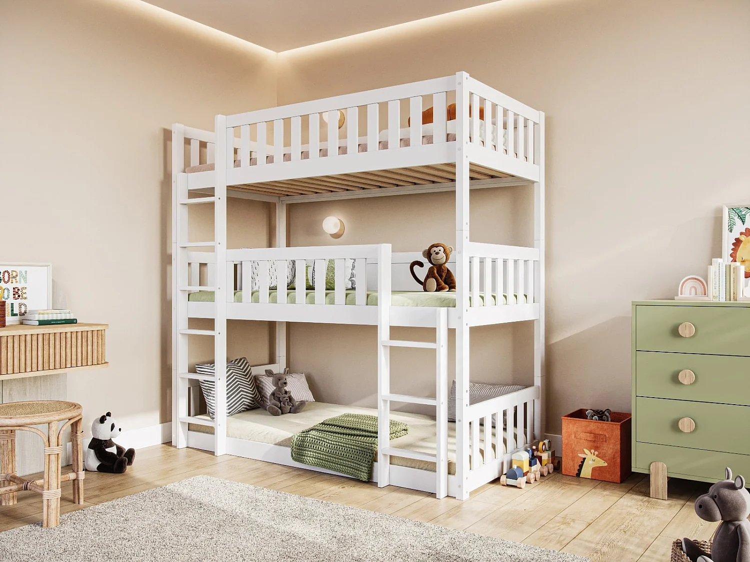 Flair Bea Triple High Bunk Bed White