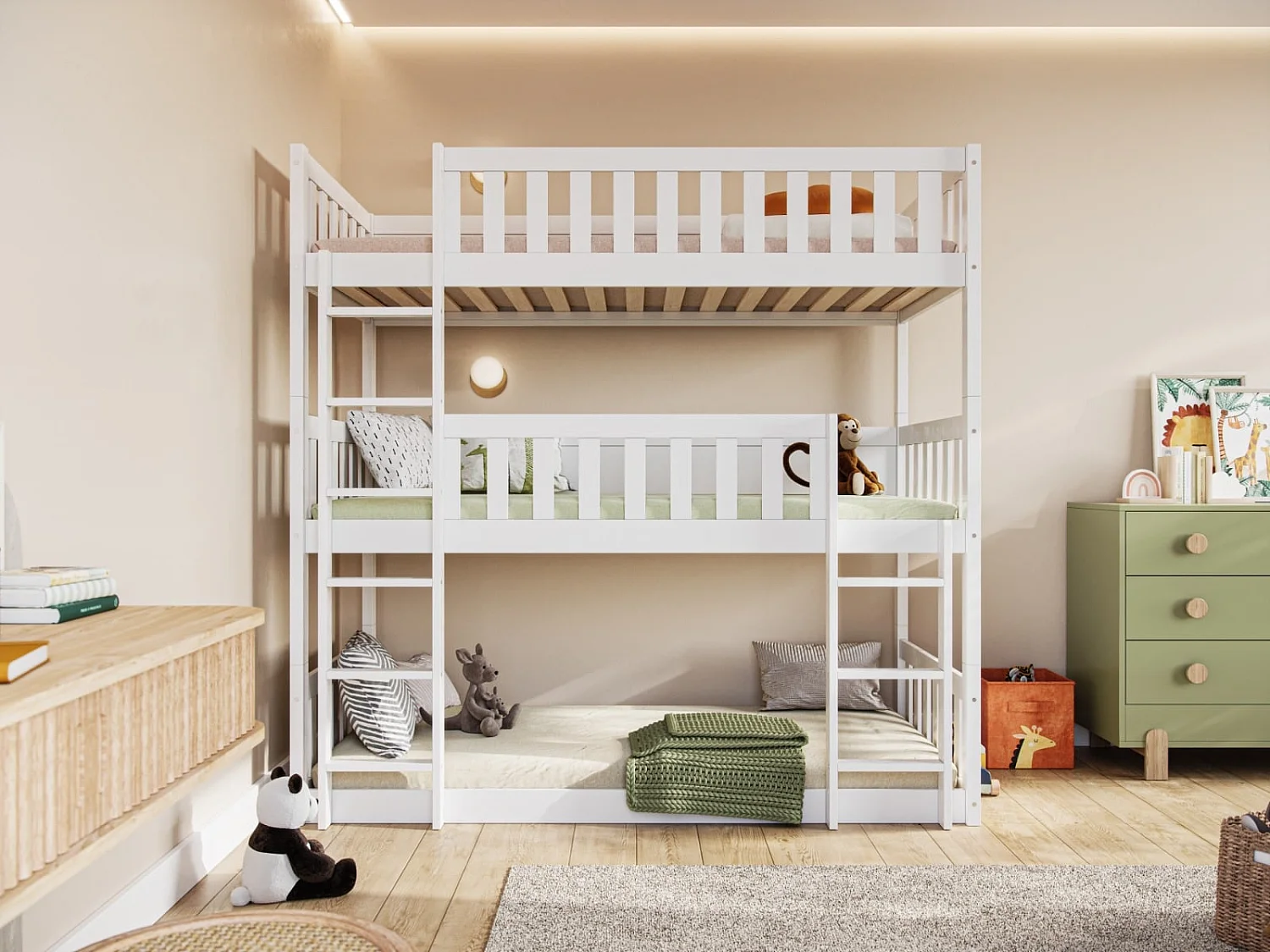 Flair Bea Triple High Bunk Bed White