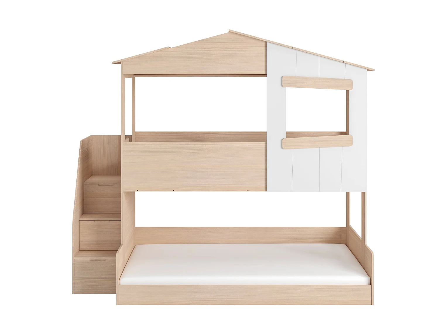 Flair Dreamland House Triple Bunk Bed with Staircase Oak