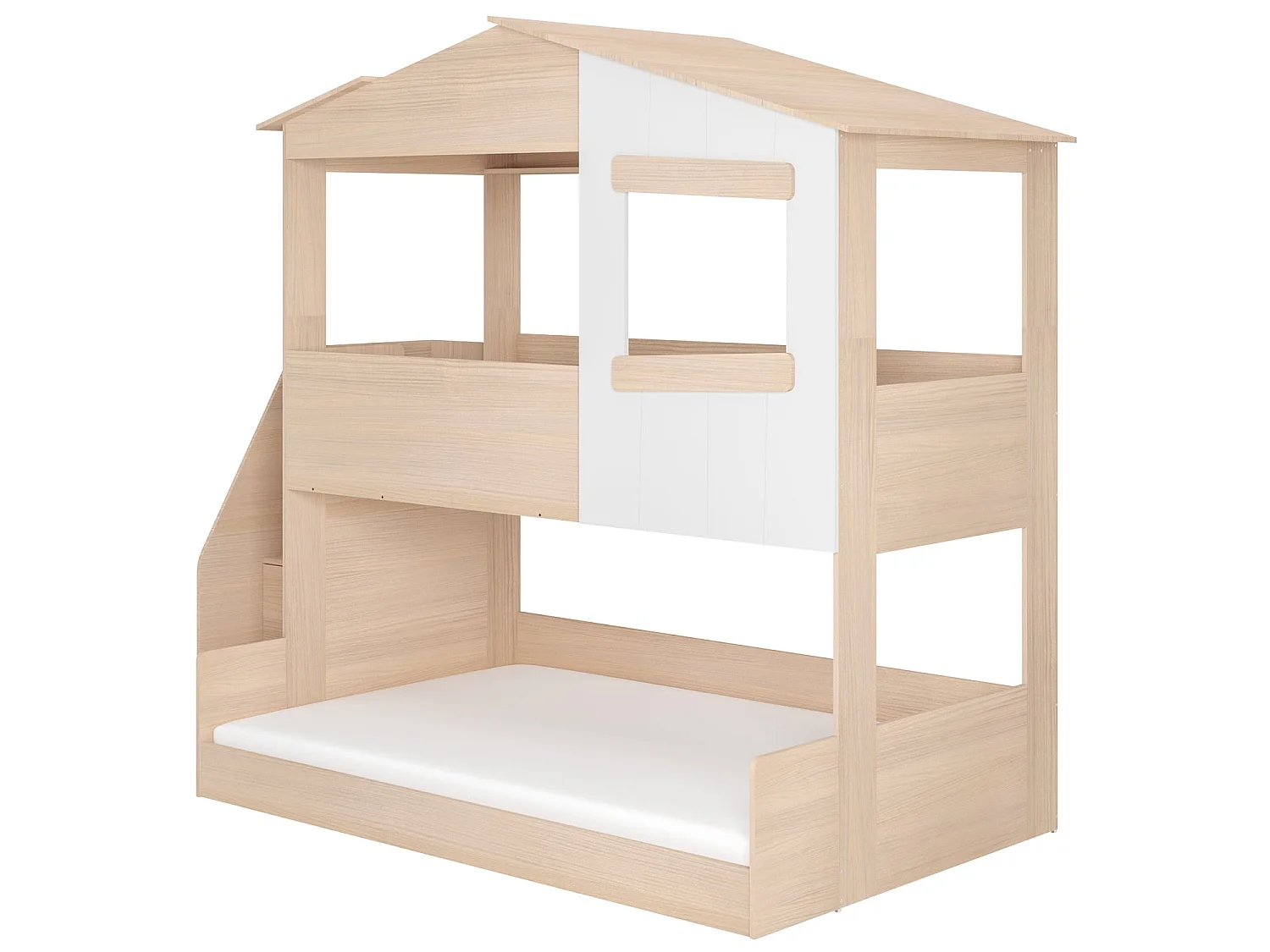 Flair Dreamland House Triple Bunk Bed with Staircase Oak