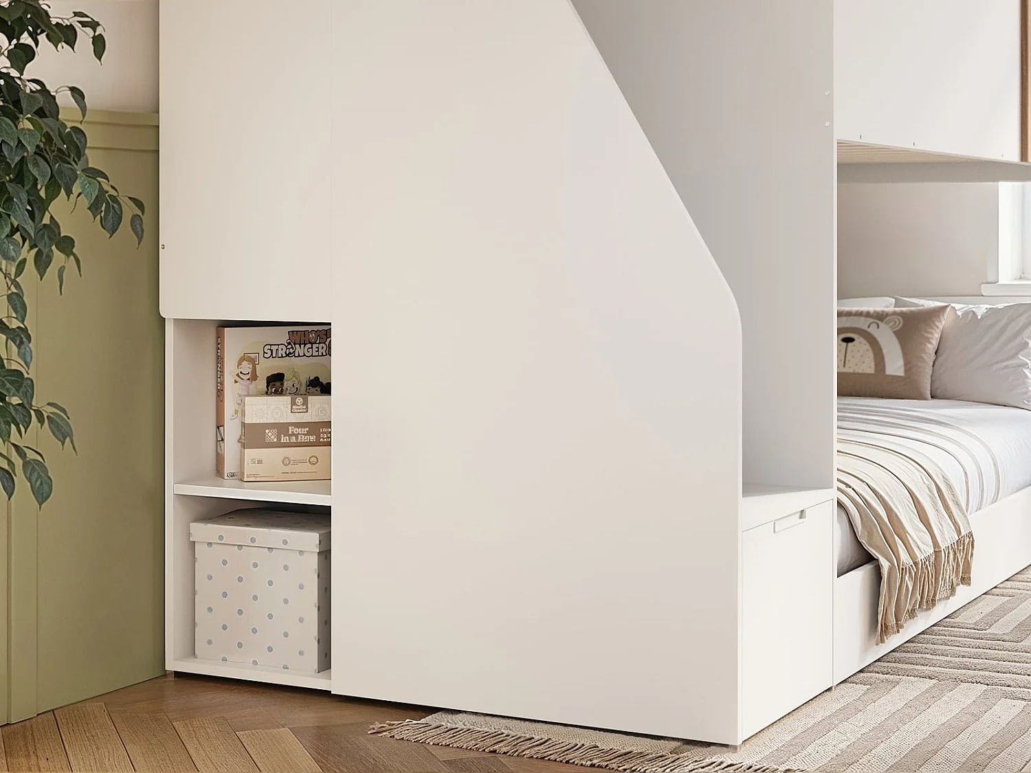 Flair Dreamland House Staircase Bunk Bed White & Oak