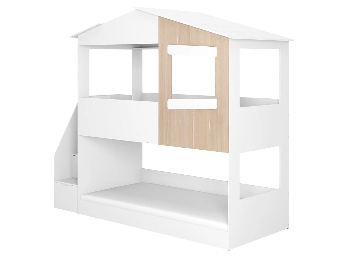 Flair Dreamland House Staircase Bunk Bed White & Oak