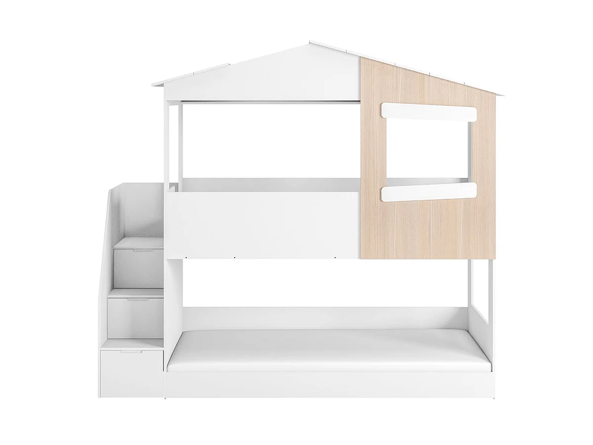 Flair Dreamland House Staircase Bunk Bed White & Oak