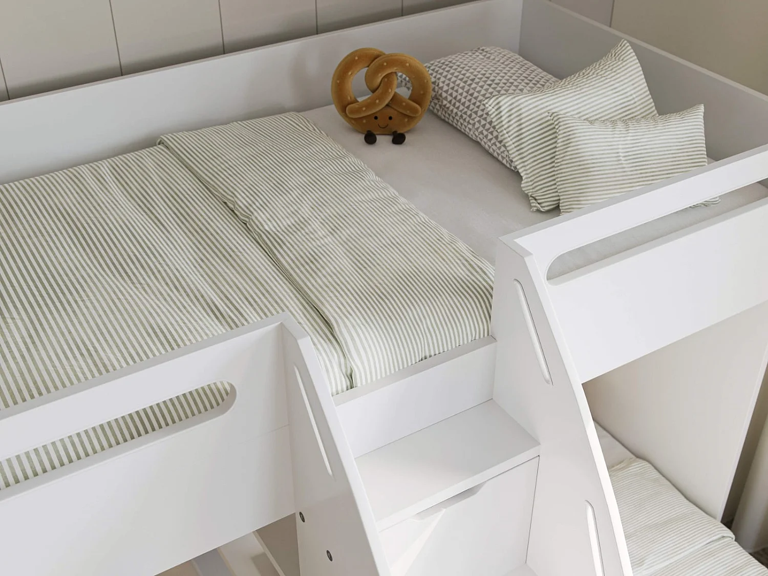 Flair Eddie Staircase Triple Bunk Bed with Storage White
