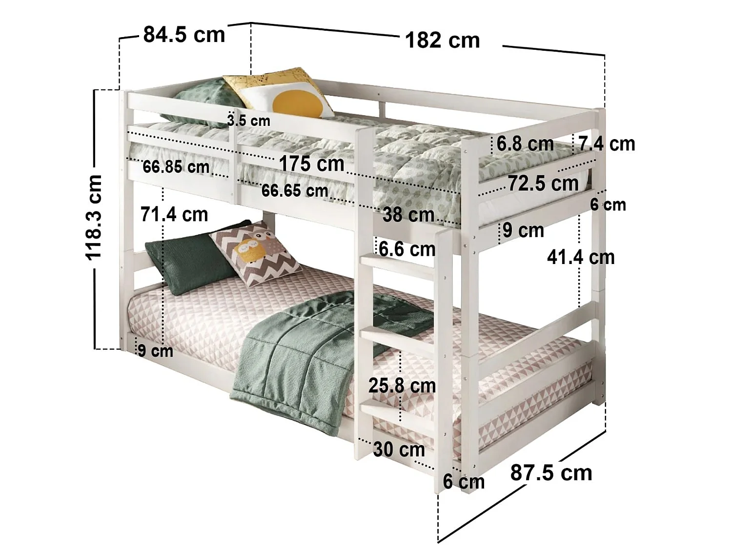 Flair Shasha Low Shorty Bunk Bed White