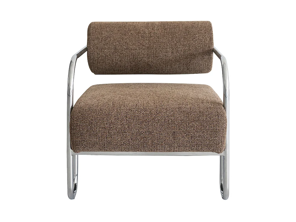 Emil - Fauteuil en tissu pieds chrome - Marron
