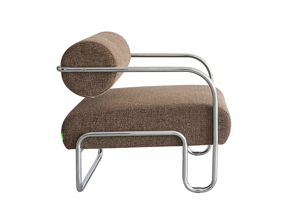 Emil - Fauteuil en tissu pieds chrome - Marron