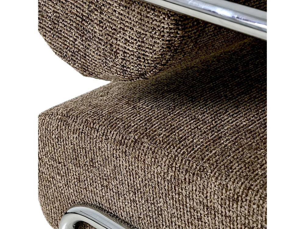 Emil - Fauteuil en tissu pieds chrome - Marron