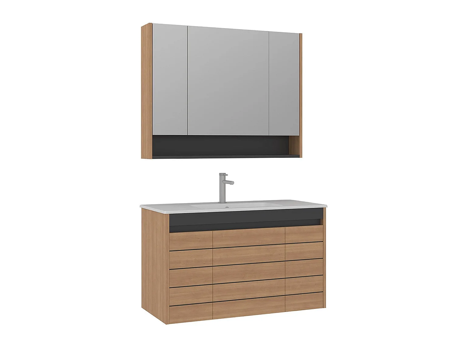 Ek Vanity Set med spegel - Elegant badrumsmöbler (2-delat)