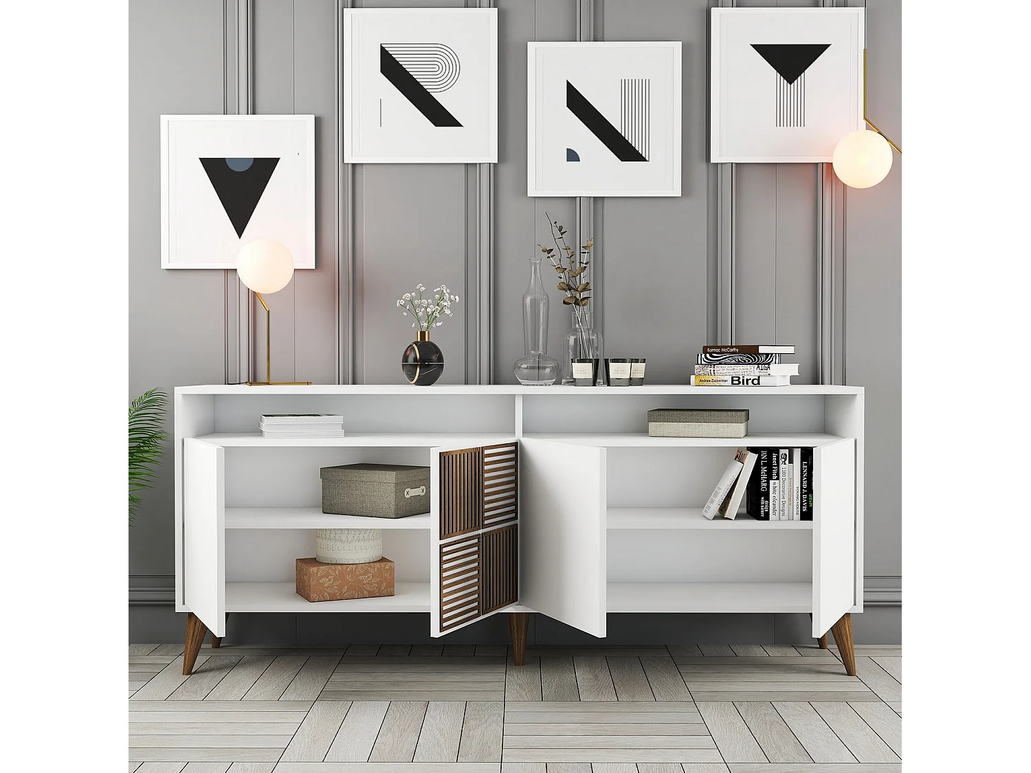 Console en bois "Milan" - 180 x 35 x 78 cm - Blanc