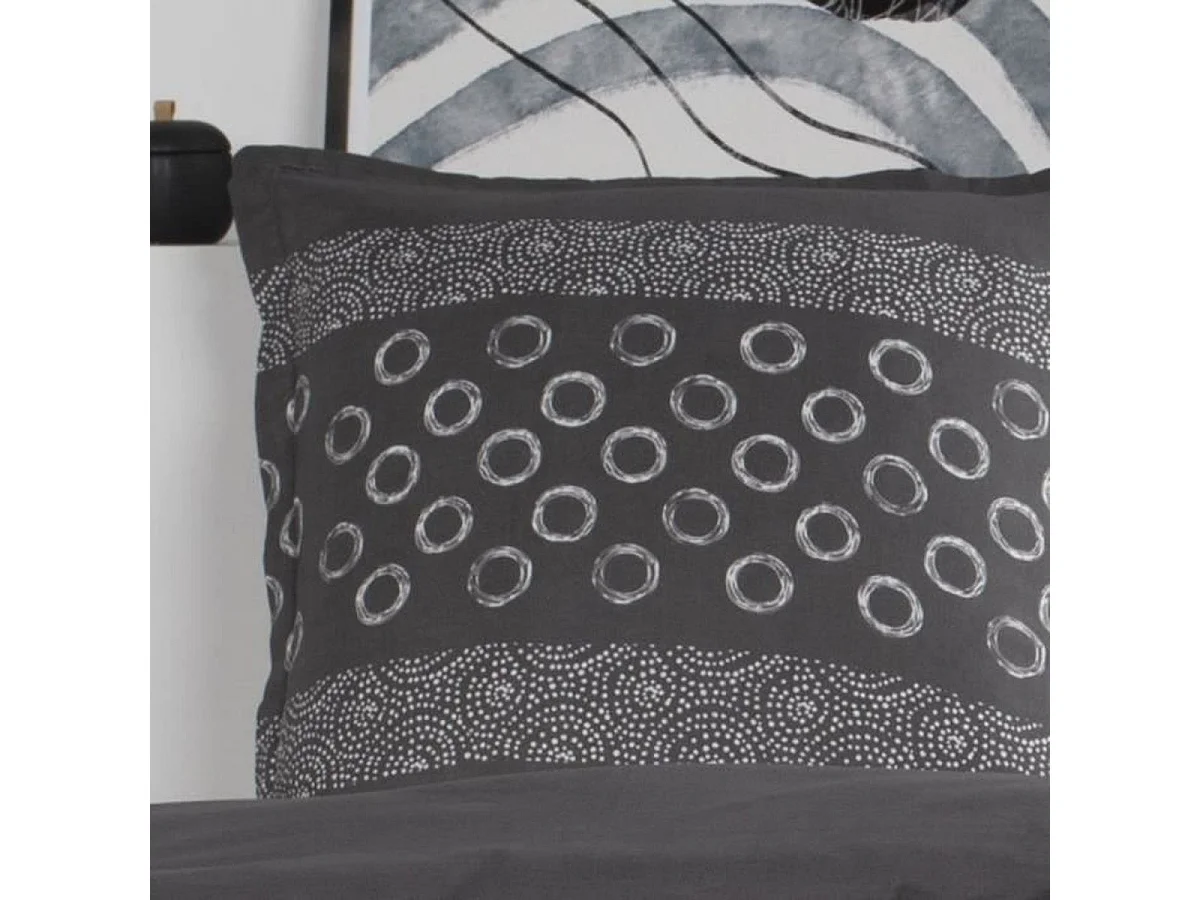 TODAY Gael - Parure de lit en coton 140x200 cm avec taie 65x65 cm, imprimé gris