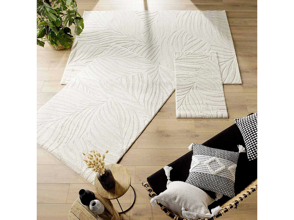 Tapis Shaggy Relief "Ankara" 60x110cm Beige