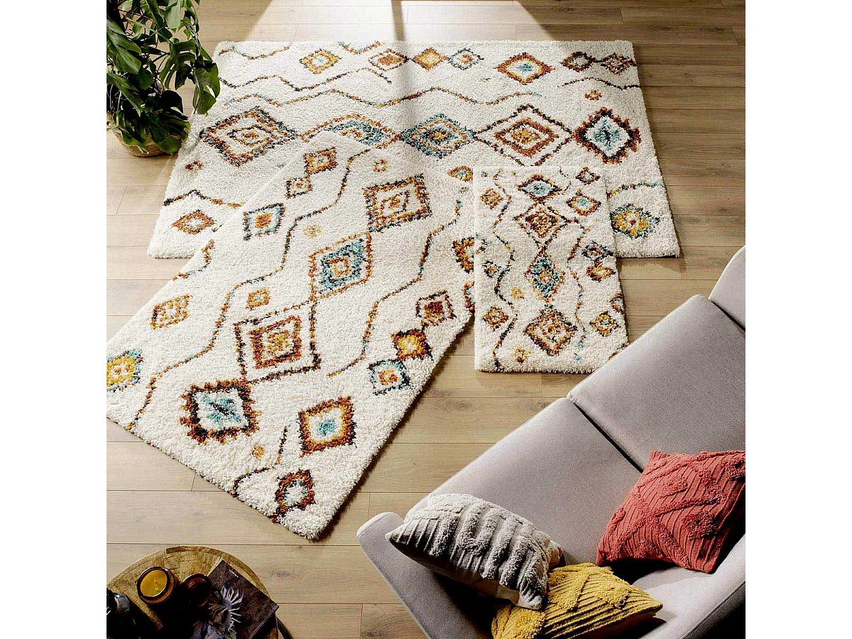 Tapis Déco Shaggy "Vasco" 60x110cm Multicolore