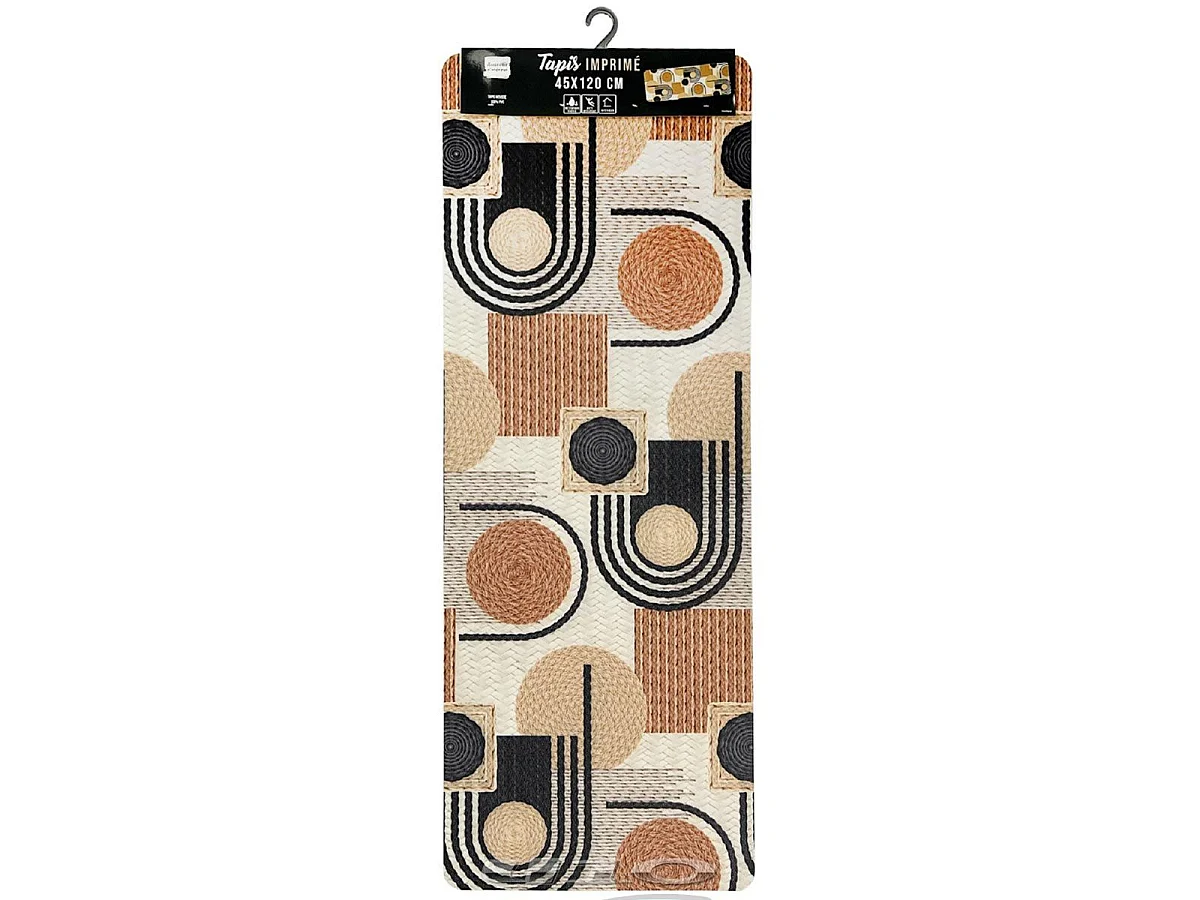 Tapis Déco Imprimé "Rondipop" 45x120cm Noir