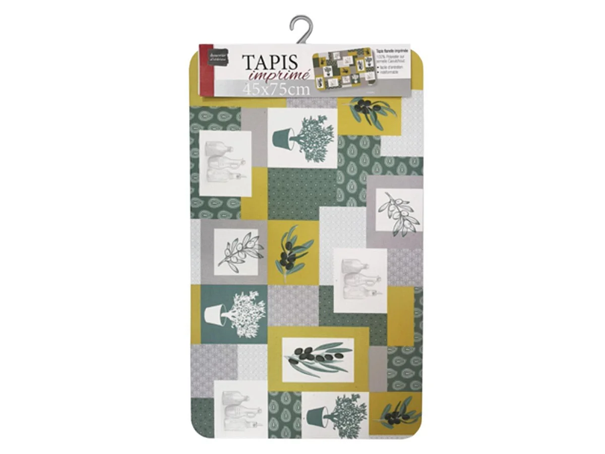Tapis Imprimé "Graziella" 45x75cm Jaune & Vert