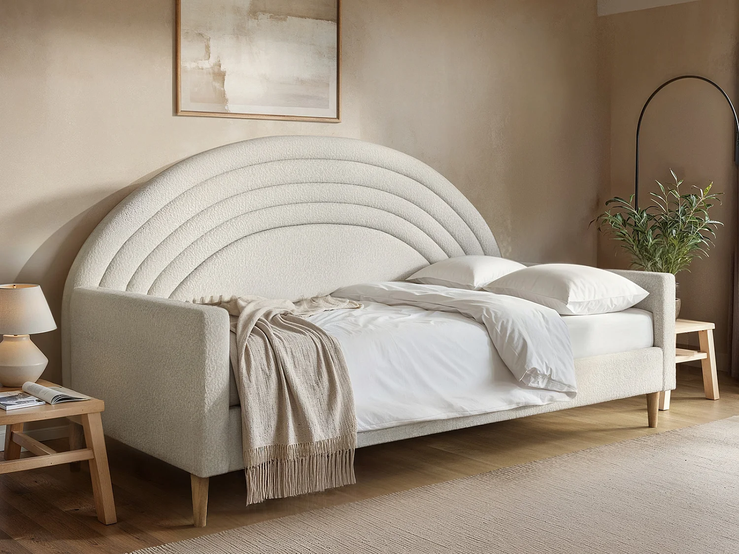 Flair Noa Rainbow Day Bed Beige Teddy Fabric