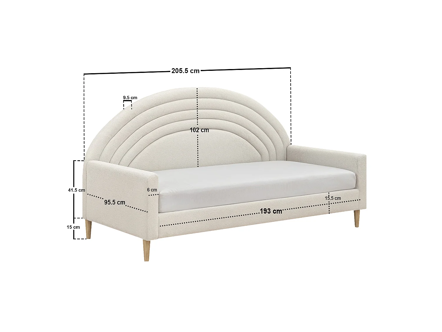 Flair Noa Rainbow Day Bed Beige Teddy Fabric