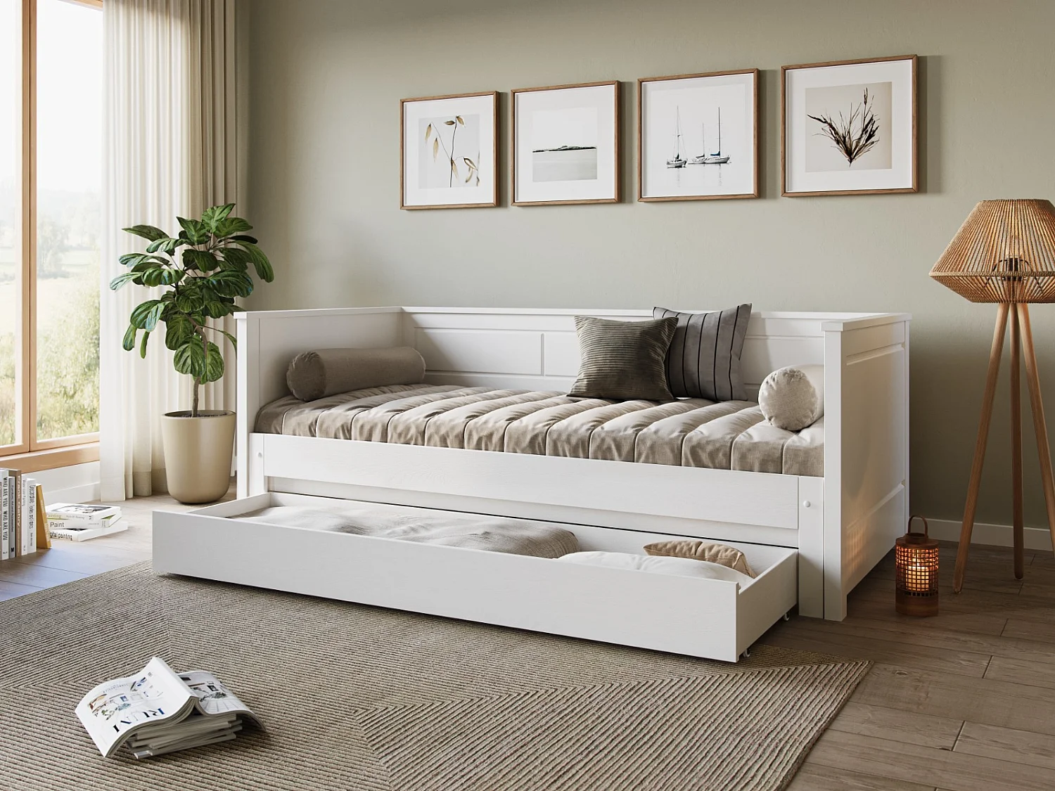 Noomi Erika Solid Wood Guest Bed White