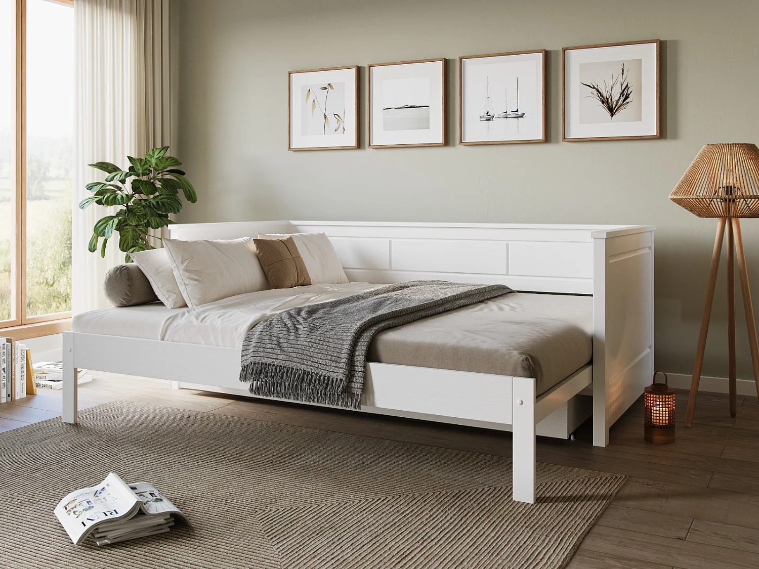 Noomi Erika Solid Wood Guest Bed White