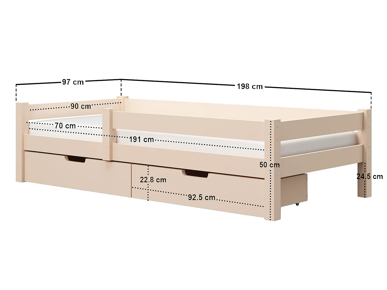 Flair Milo Single Bed with Storage Beige