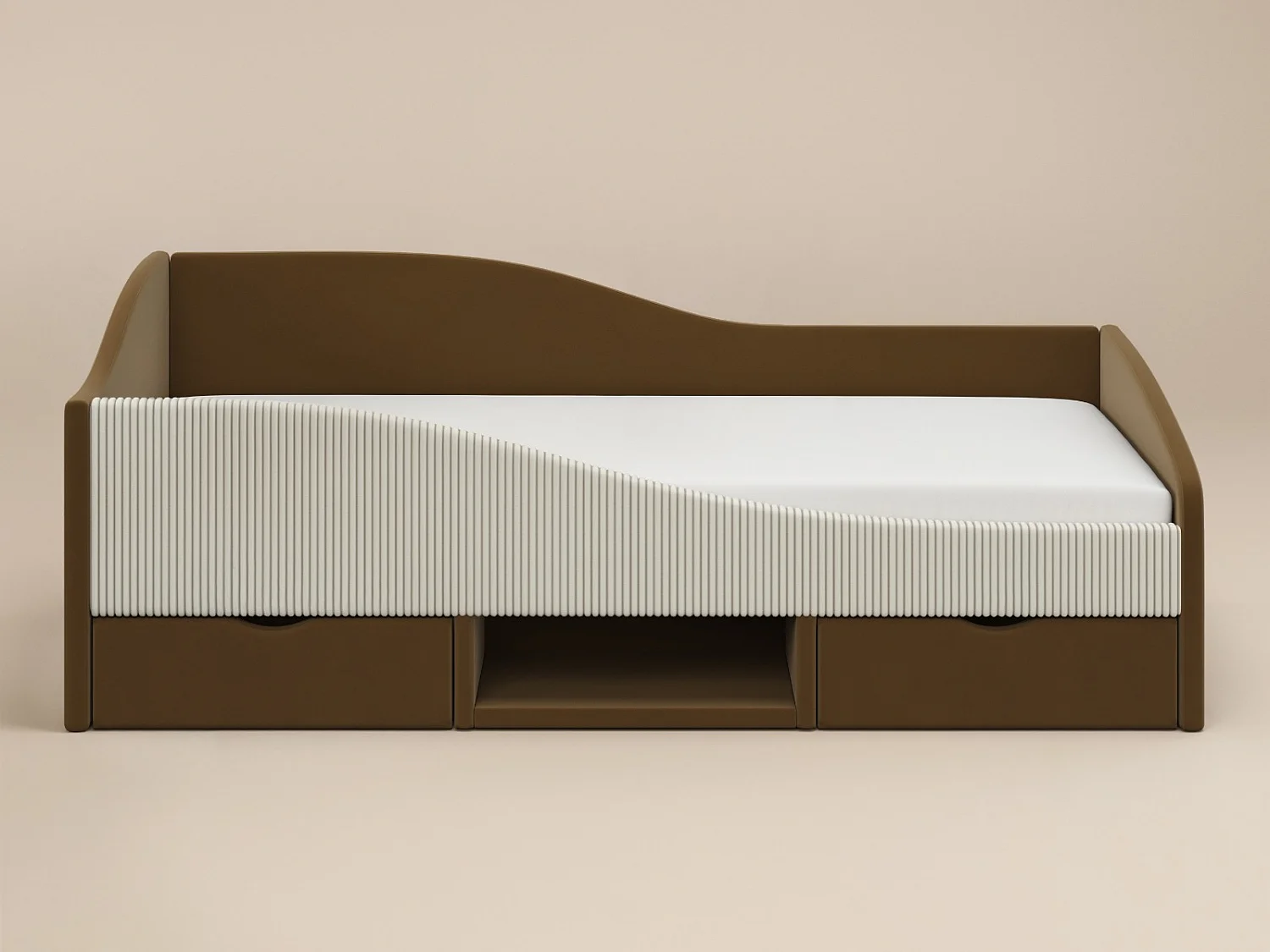 Flair Aubrey Brown Velvet Storage Low Sleeper Bed with Beige Cord